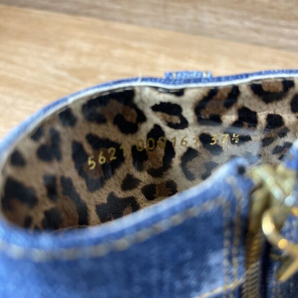 Vintage Dolce Gabbana Denim Patchwork Booties 37.5 US 7.5 - Picture 11 of 13